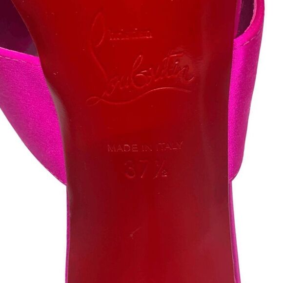 Christian Louboutin Matricia 100 Holly Pink Satin Sandal Heel Pump EU 37.5 - Picture 11 of 11